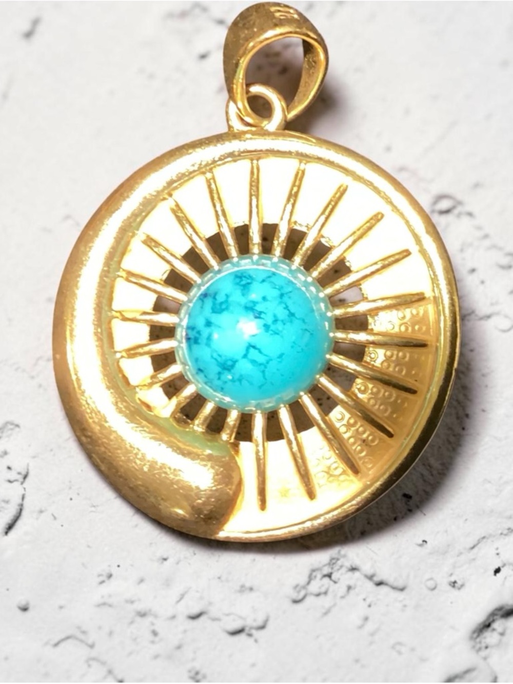 Gold-Tone Pendant Necklace with Faux Turquoise Stone
